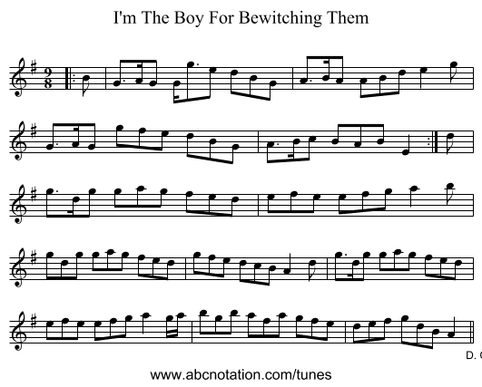 I'm The Boy For Bewitching Them - staff notation