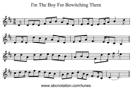 I'm The Boy For Bewitching Them - staff notation