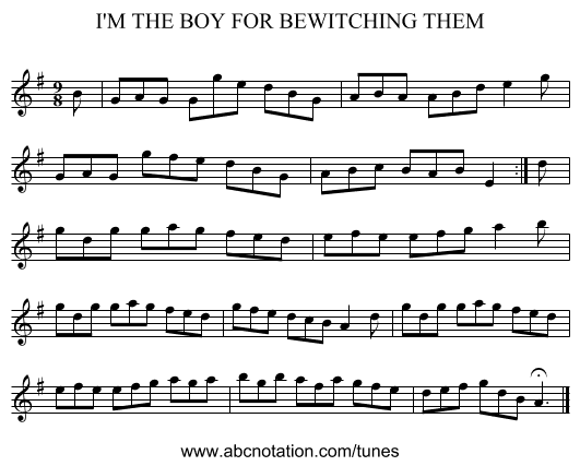 I'M THE BOY FOR BEWITCHING THEM - staff notation