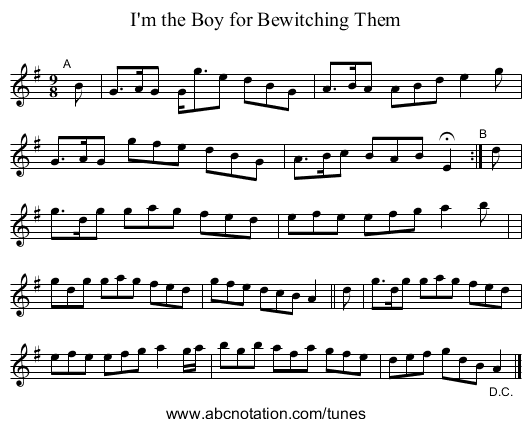I'm the Boy for Bewitching Them - staff notation