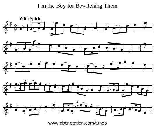 I’m the Boy for Bewitching Them - staff notation