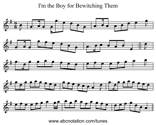 I'm the Boy for Bewitching Them - staff notation