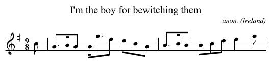 I'm the boy for bewitching them - staff notation