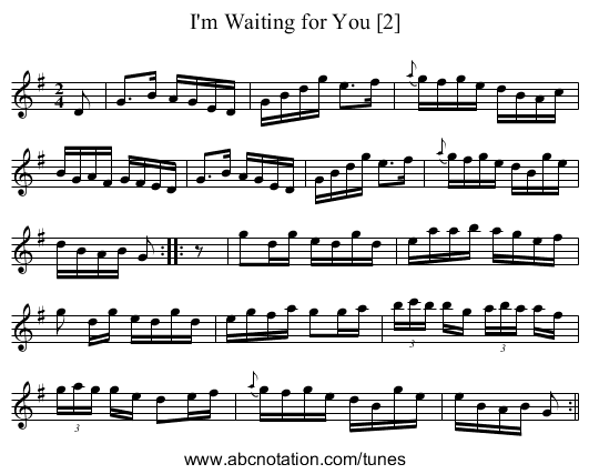 I'm Waiting for You [2] - staff notation
