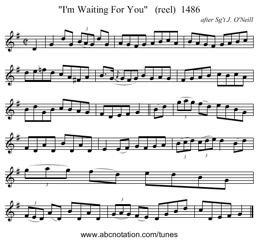I'm Waiting For You   (reel)  1486 - staff notation