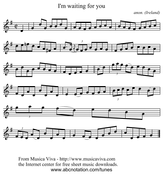 I'm waiting for you - staff notation