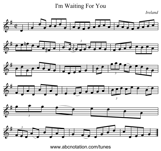 I'm Waiting For You - staff notation