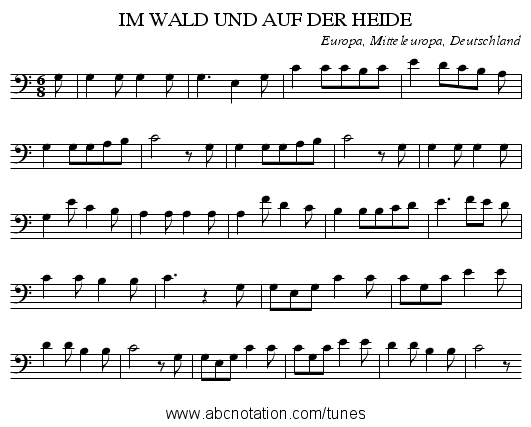 IM WALD UND AUF DER HEIDE - staff notation