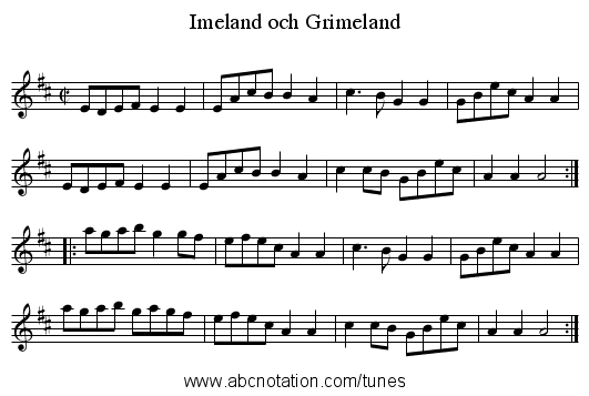 Imeland och Grimeland - staff notation