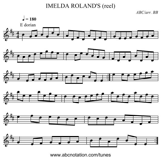 IMELDA ROLAND'S (reel) - staff notation