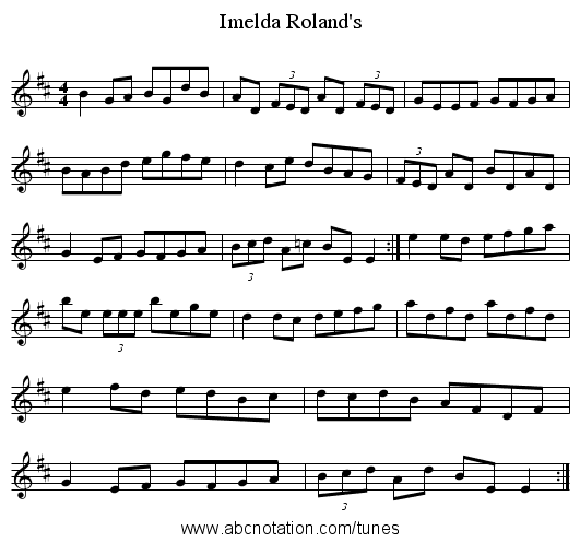 Imelda Roland's - staff notation