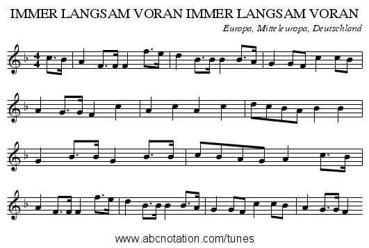 IMMER LANGSAM VORAN IMMER LANGSAM VORAN - staff notation