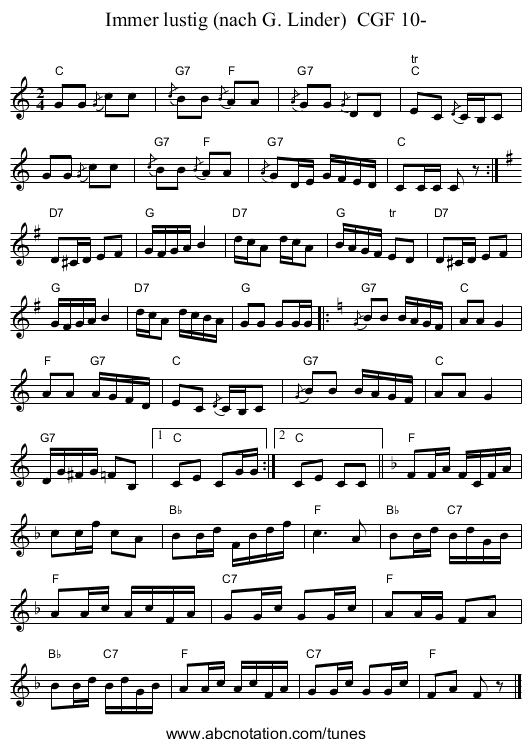 Immer lustig (nach G. Linder)  CGF 10- - staff notation