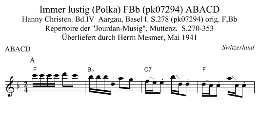 Immer lustig (Polka) FBb (pk07294) ABACD - staff notation