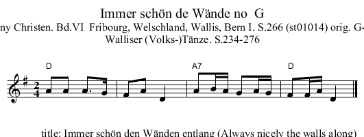 Immer sch&ouml;n de W&auml;nde no  G - staff notation