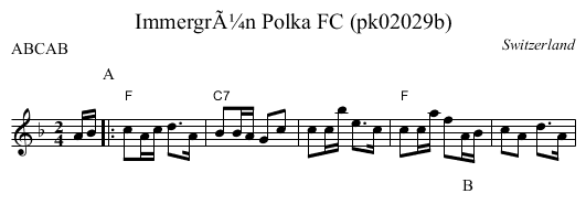 ImmergrÃ¼n Polka FC (pk02029b) - staff notation