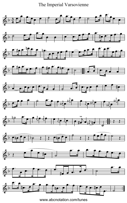 Imperial Varsovienne, The - staff notation