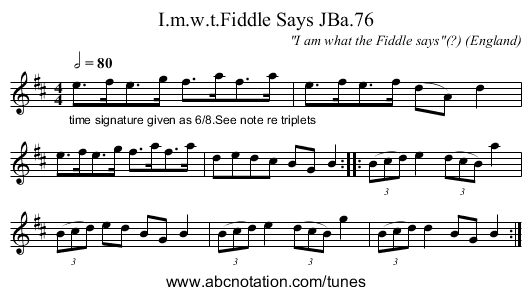 I.m.w.t.Fiddle Says JBa.76 - staff notation