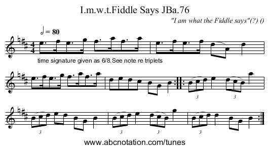I.m.w.t.Fiddle Says JBa.76 - staff notation