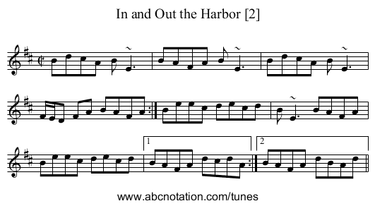 In and Out the Harbor [2] - staff notation