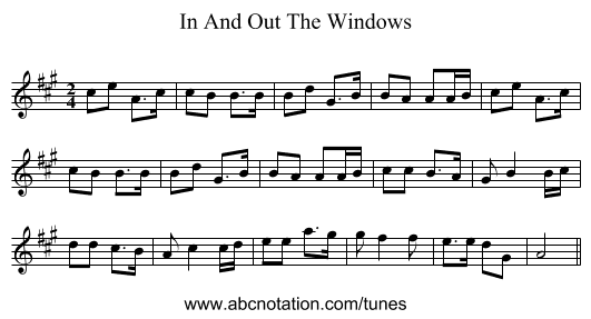 In And Out The Windows - staff notation