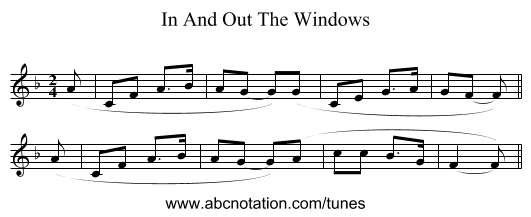 In And Out The Windows - staff notation