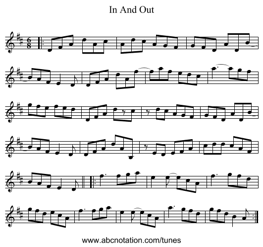 In And Out - staff notation
