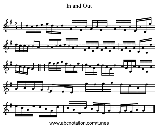 In and Out - staff notation