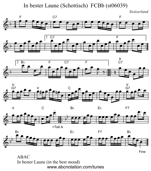In bester Laune (Schottisch)  FCBb (st06039) - staff notation