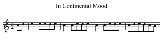 In Continental Mood - staff notation