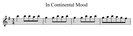 In Continental Mood - staff notation