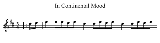 In Continental Mood - staff notation