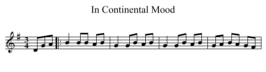 In Continental Mood - staff notation