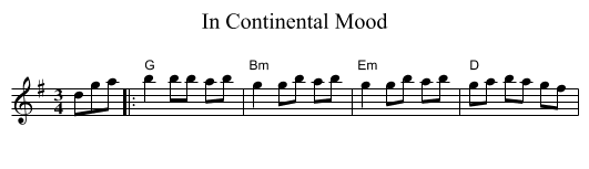 In Continental Mood - staff notation
