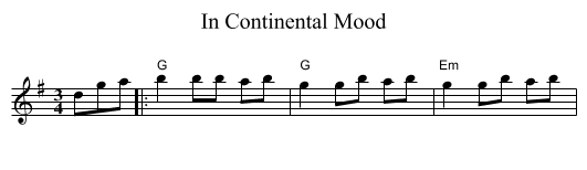 In Continental Mood - staff notation