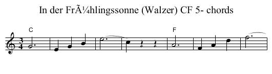 In der FrÃ¼hlingssonne (Walzer) CF 5- chords - staff notation