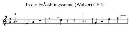 In der FrÃ¼hlingssonne (Walzer) CF 5- - staff notation