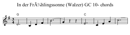 In der FrÃ¼hlingssonne (Walzer) GC 10- chords - staff notation