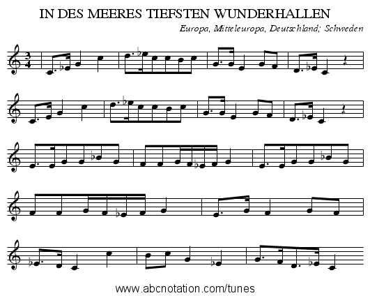 IN DES MEERES TIEFSTEN WUNDERHALLEN - staff notation