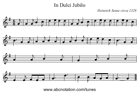 In Dulci Jubilo - staff notation