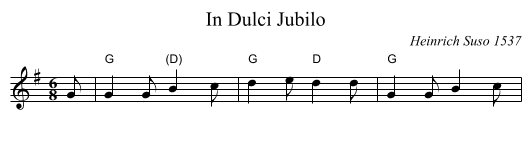 In Dulci Jubilo - staff notation