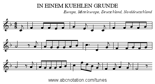 IN EINEM KUEHLEN GRUNDE - staff notation