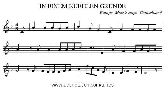 IN EINEM KUEHLEN GRUNDE - staff notation