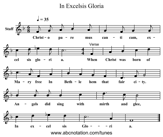 In Excelsis Gloria - staff notation