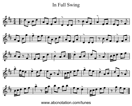 In Full Swing - staff notation