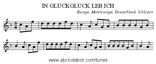 IN GLUCKGLUCK LEB ICH - staff notation