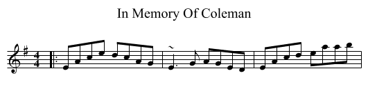 In Memory Of Coleman - staff notation