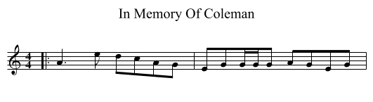 In Memory Of Coleman - staff notation