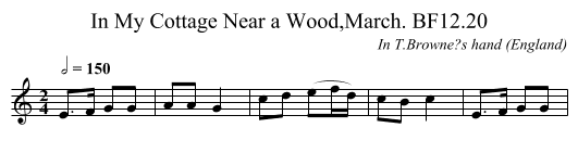 In My Cottage Near a Wood,March. BF12.20 - staff notation