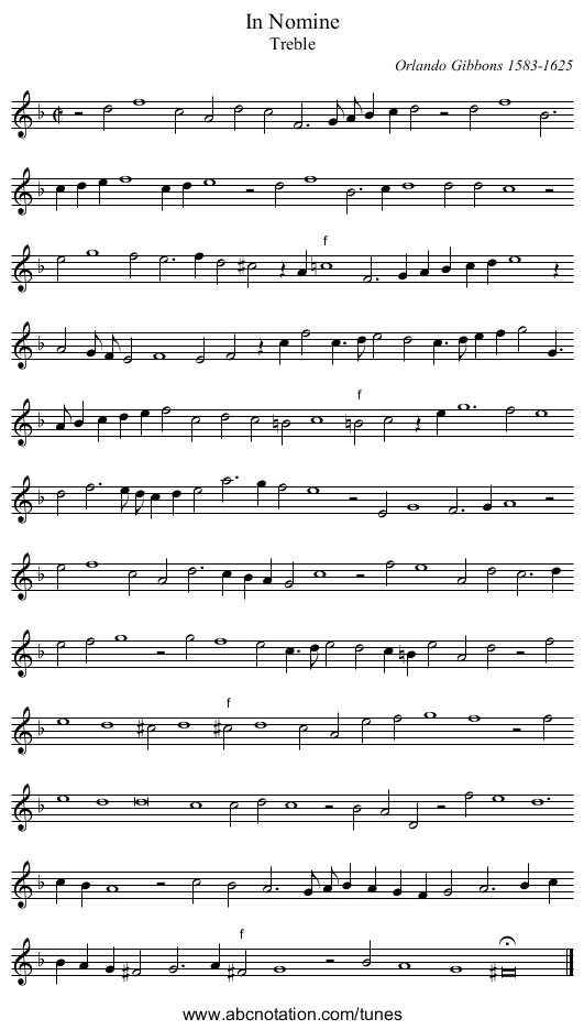 In Nomine - staff notation